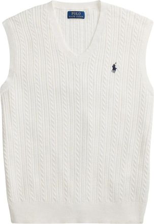 Ralph Lauren Truien & Vesten, Heren, Wit, S, Katoen, Katoenen Kabel Gebreide Sweater Vest