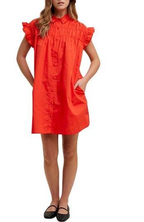 Wishlist Flutter Sleeve Button-Up Shift Dress in Cherry at Nordstrom Rack, Size Medium