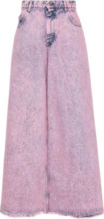 Marni Roze uitlopende katoenen jeans Itali&euml; gemaakt - Dames - Loose Fit Jeans - Roze - 2XS - Katoen - Jeans