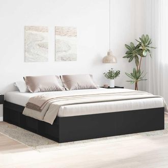 vidaXL Estructura De Cama Doble Sin Colch&oacute;n Negro 180x200 Cm Vidaxl