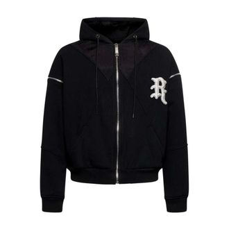 John Richmond Sudadera con capucha- cremallera y logo bordado en contraste - Sweatshirts & Hoodies - Hombre - Negro - S