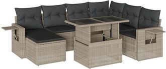 vidaXL Vidaxl - Set De Sof&aacute;s De Jard&iacute;n 8 Pzas Y Cojines Rat&aacute;n Sint&eacute;tico Gris