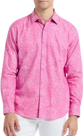 Robert Graham Hudson Floral Print Button-Up Shirt in Pink at Nordstrom, Size Xxx-Large
