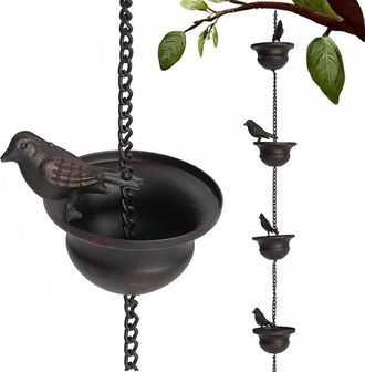 OEM Cha&icirc;ne De Pluie De 2,4 M&egrave;tres Cha&icirc;ne De Pluie D&eacute;corative Avec Oiseaux Pour Goutti&egrave;res, Cha&icirc;ne De Pluie Mobile Avec Oiseaux Et Coupelles, Collecteur DE
