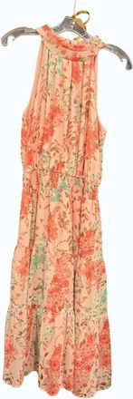 Jade Yoga Womens Cinch Waist Halter Dress In Pink Garden