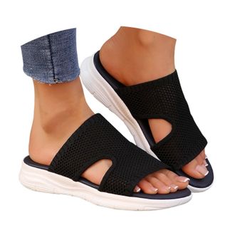 Generic Womens Casual Sandals Wedge Heel Fish Mouth Thick Bottom Comfortable Sandals Wide Width Soft Breathable Insole And Non Slip Rubber Outsole Shoes (6.5)