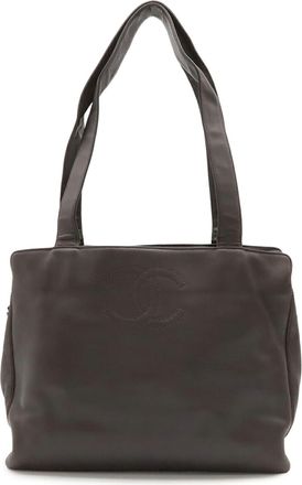 Chanel Dark Brown Leather Shoulder Bag Tote Bag (Pre-Owned)