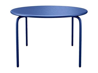 VENTE-UNIQUE.COM Mesa jard&iacute;n metal azul oscuro