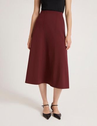 Finery Mae Ponte Jersey Midi Skirt in Burgundy at Nordstrom, Size 12