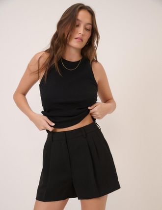 Nobody's Child Black Pleated Tailored Shorts