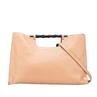 Gucci Pre-owned Tote Bags, female, Beige, Size: ONE SIZE Pre-owned Vintage Leather Tote Bag