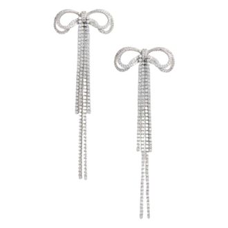 Self Portrait Earrings, female, Gray, Size: ONE SIZE Crystal Bow Pearl Back Earrings