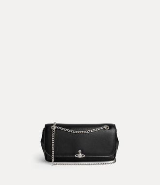 Vivienne Westwood Chain Crossbody Purse Pu Smooth Black