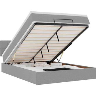 vidaXL Cama Otomana Con Colch&oacute;n Gris Claro 140x190 Cm Tela Vidaxl
