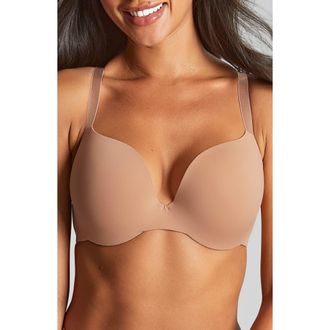 Panache 365 Underwire Smooth & Seamless Plunge T-Shirt Bra in Honey at Nordstrom, Size 40Dd