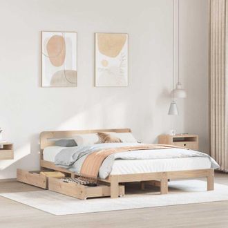 vidaXL Vidaxl - Estructura De Cama Sin Colch&oacute;n Madera De Pino Blanco 150x200 Cm