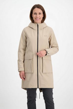 Jack Wolfskin Funktionsmantel JACK WOLFSKIN NABUR 2L COAT W, Damen, Gr. L (42/44), oat, Obermaterial: 100% Polyamid. Futter: 100% Polyester, normal, M&auml;ntel Funktion