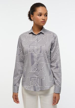 Eterna Hemdbluse ETERNA REGULAR FIT, Damen, Gr. 36, silber, 100% cotton, Blusen Hemdbluse