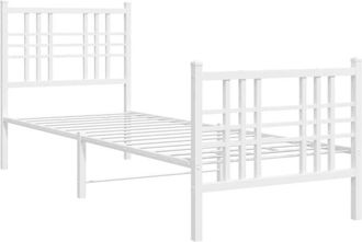 vidaXL Estructura Cama Sin Colch&oacute;n Con Estribo Metal Blanco 75x190 Cm Vidaxl