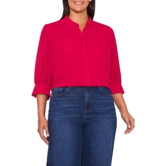CeCe by Cynthia Steffe Hidden Placket Shirt in Rose Cerise at Nordstrom Rack, Size 1X
