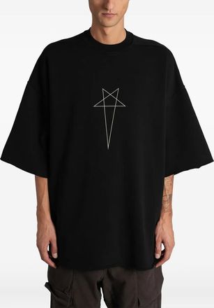 Rick Owens star-motif raw-hem T-shirt - men - Cotton - OS - Black