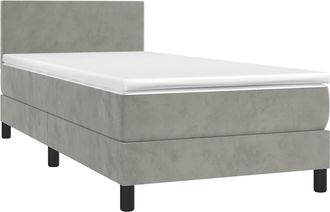 vidaXL Vidaxl - Cama Box Spring Con Colch&oacute;n Terciopelo Gris Claro 100x200 Cm
