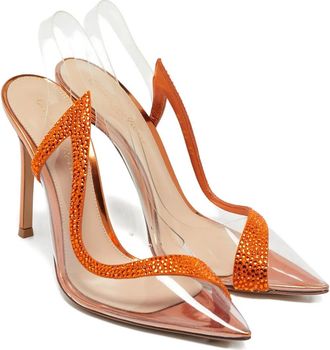 Gianvito Rossi 105 mm slingback pumps met kristallen - Oranje
