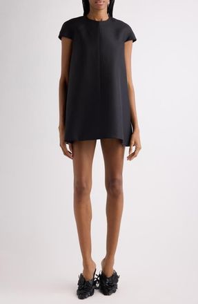 Balenciaga Wool & Silk Crepe Babydoll Minidress in Nero at Nordstrom, Size 12 Us