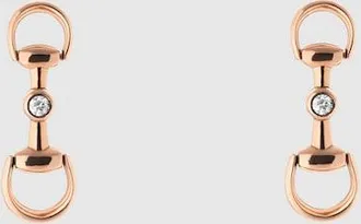 Gucci Horsebit Diamond 18k Earrings, Gold, Rose Gold