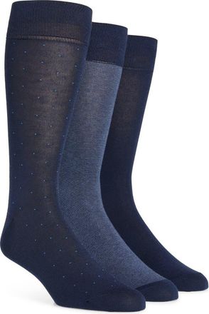 Lorenzo Uomo Assorted 3-Pack Cotton Blend Dress Socks in Navy at Nordstrom Rack