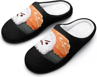 Generic Angry Sushi Mens House Slippers Memory Foam Washable Cotton Slip on Home Shoes