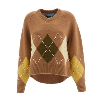 arch4 Jersey de Cachemira con Cuello en V - Knitwear - Mujer - Beige - S