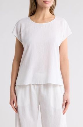 Caslon Easy Linen Blend Popover Top in White at Nordstrom Rack, Size X-Small