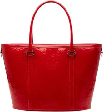 Dior Pre-owned Tote Bags, female, Red, Size: ONE SIZE Pre-owned Embossed Patent Leather Tote