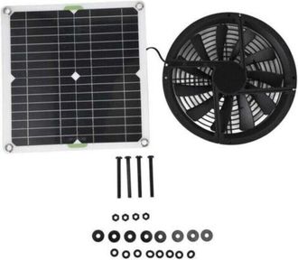 OEM Kit De Ventilador Solar, Panel Solar Impermeable De 100 W, Ventilador Extractor Redondo De 25 Cm Para Gallinero, Invernadero, Cobertizo De Jard&iacute;n