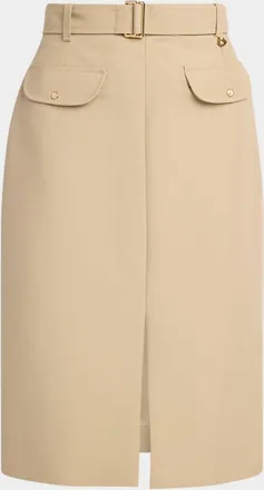 Moncler Belted Knee-Length Cotton Skirt