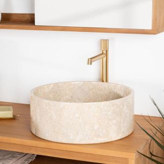 Wanda Collection Lavabo De M&aacute;rmol Cuarto De Ba&ntilde;o Ulysse 40 Cm Crema