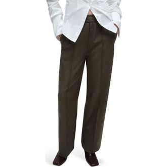 Mango High Waist Wide Leg Pants in Green at Nordstrom, Size 14