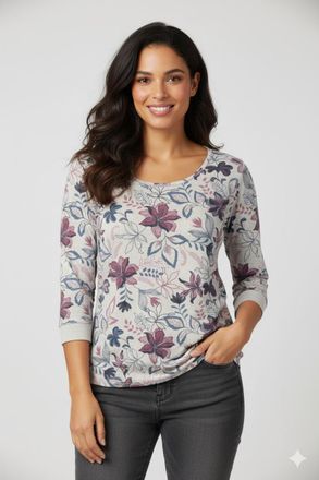 Ragwear 3/4-Arm-Shirt RAGWEAR SHIMONA FLOWERS O, Damen, Gr. 3XL, weiss (wei&szlig;), Jersey, Obermaterial: 50% Polyester, 38% Baumwolle, 12% Viskose, gebl&uuml;mt, gemus