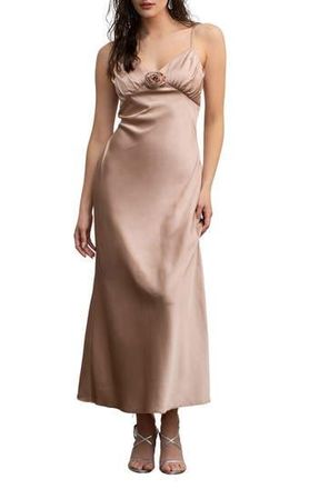 Blu Pepper Flower Satin Midi Dress in Blush at Nordstrom Rack, Size Medium