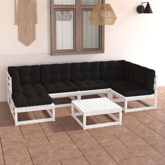 vidaXL Juego De Muebles De Jard&iacute;n 7 Pzas Y Cojines Madera Maciza Pino Vidaxl