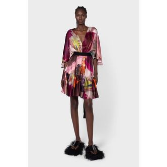 Roksanda Ilincic Yasmin Printed Silk Mini Dress in Lilas Pictorial Print at Nordstrom, Size 2