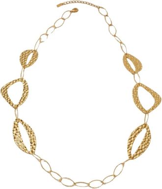 Dansk Copenhagen Accessoires, Dames, Geel, ONE Size, Ragna Waterproof 18K Gold Plated Long Statement Necklace - Hammered Stainless Steel