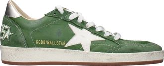 Golden Goose Sneakers Ball Star Herren Leder Gr&uuml;n/Silber