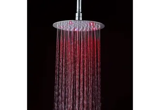 Nova Soffione Doccia Ultraslim Tondo Con Led Cromoterapia Acciaio Inox Satinato D30 Cm Vegas