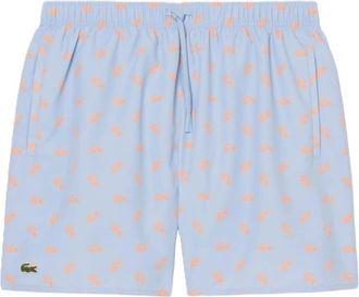 Lacoste Mid Length Crocodile Print Swim Trunks - Heren - Strandmode - Blauw - M - Polyester - Badmode