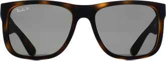 Ray-Ban Rectangle Unisex Matte Havana Dark Grey Polarized RB4165 Justin - Brown - One Size