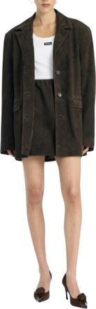 Rotate Oversized Su&egrave;de Blazer - Dames - Blazers - Bruin - 3XS - Su&egrave;de - Jassen