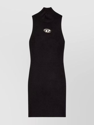 Diesel viscose ribbed slim-fit turtleneck sleeveless mini dress