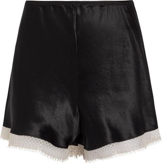 Maria McManus Lace-trim Satin Shorts - Black - S (UK8-10 / S)